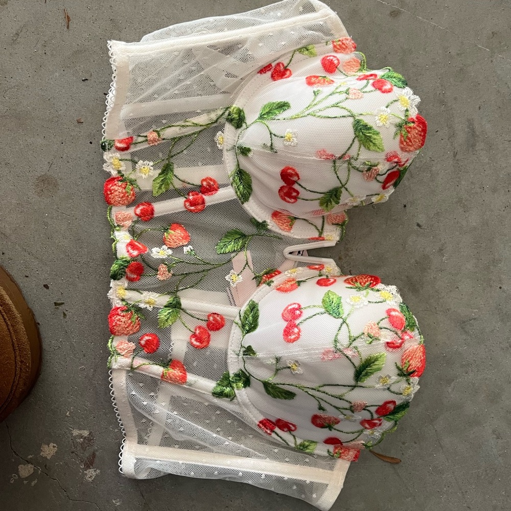Floral Embroidered Bustier Top